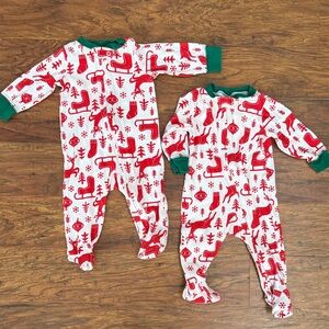 Carters Christmas twin outfit set zipper sleeper - 6 months